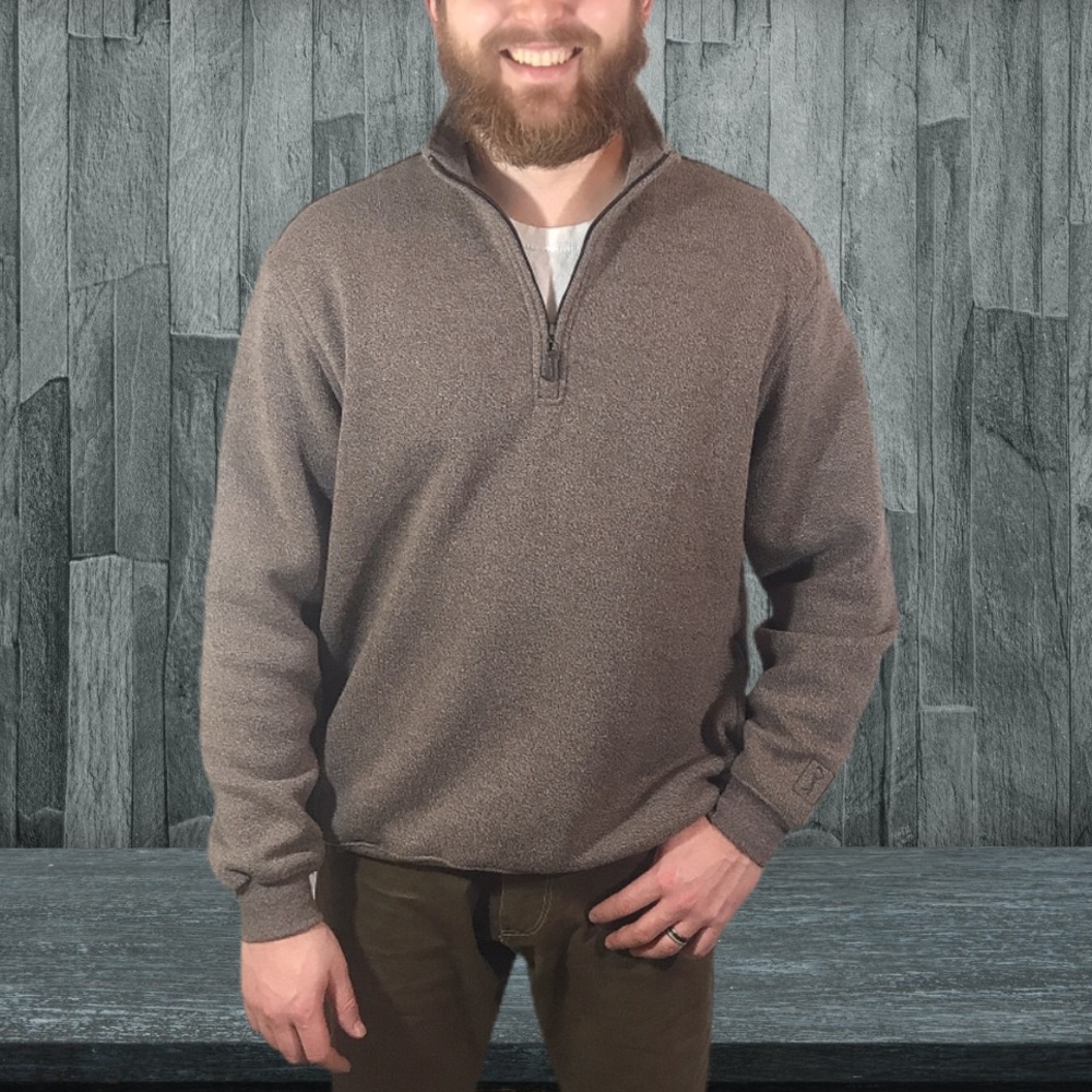 SOLD**PGA HEATHER FLEECE BACK 1/4-ZIP SWEATER l